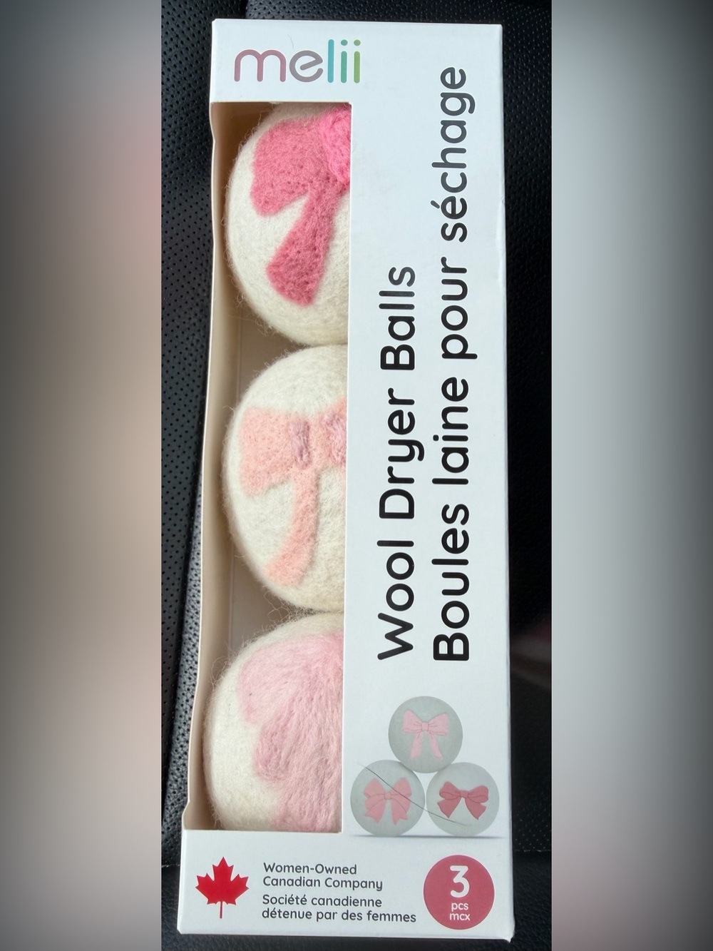 ✨New✨ melii: Wool Dryer Balls (Reusable) Pack of 3 (w/bow design!! 🎀)